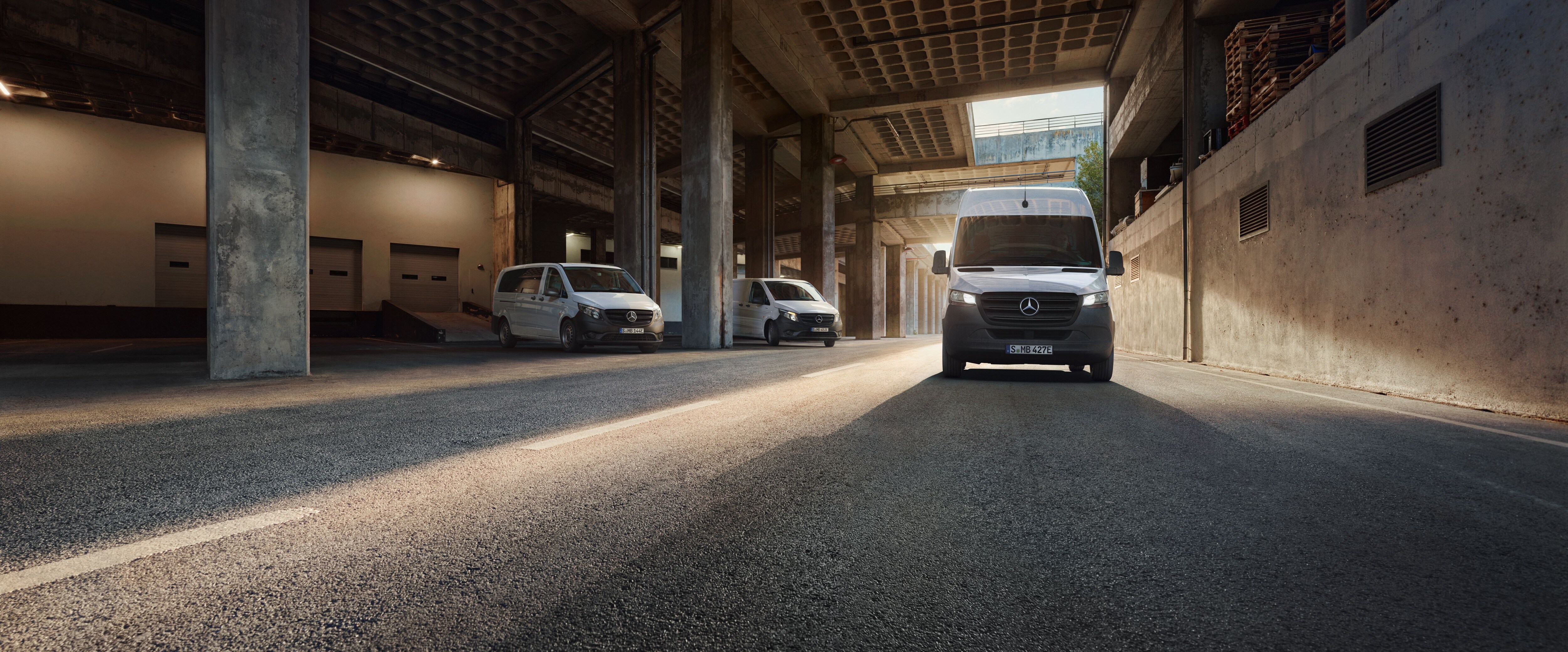 Acties van Mercedes-Benz bedrijfswagens.