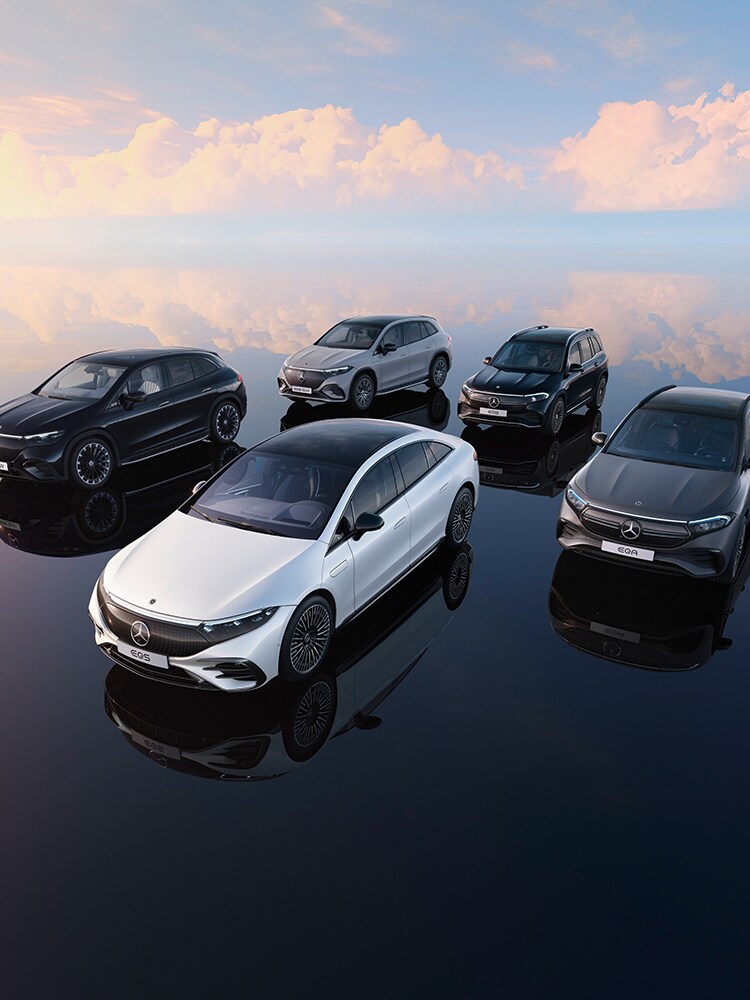 Het assortiment elektrische voertuigen van Mercedes-Benz.