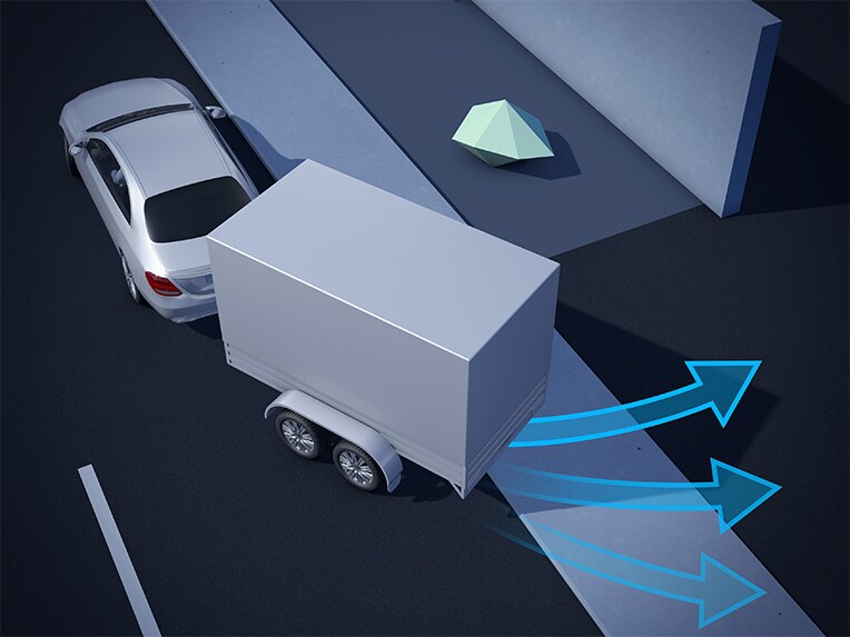 A visual representation of Trailer Manoeuvring Assist.