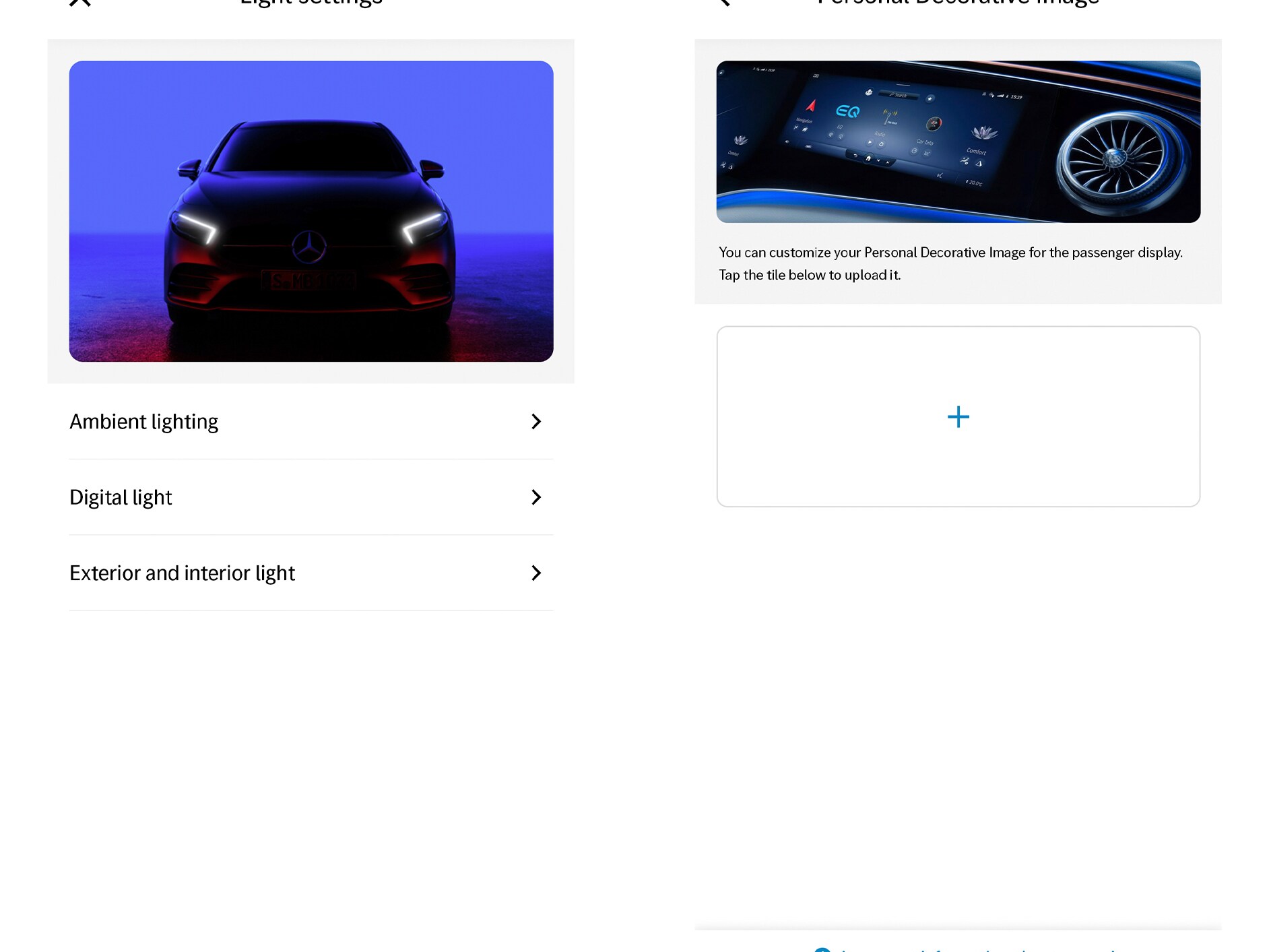 Het display van het MBUX multimediasysteem toont de Digitale extra  'Personalisatie'.