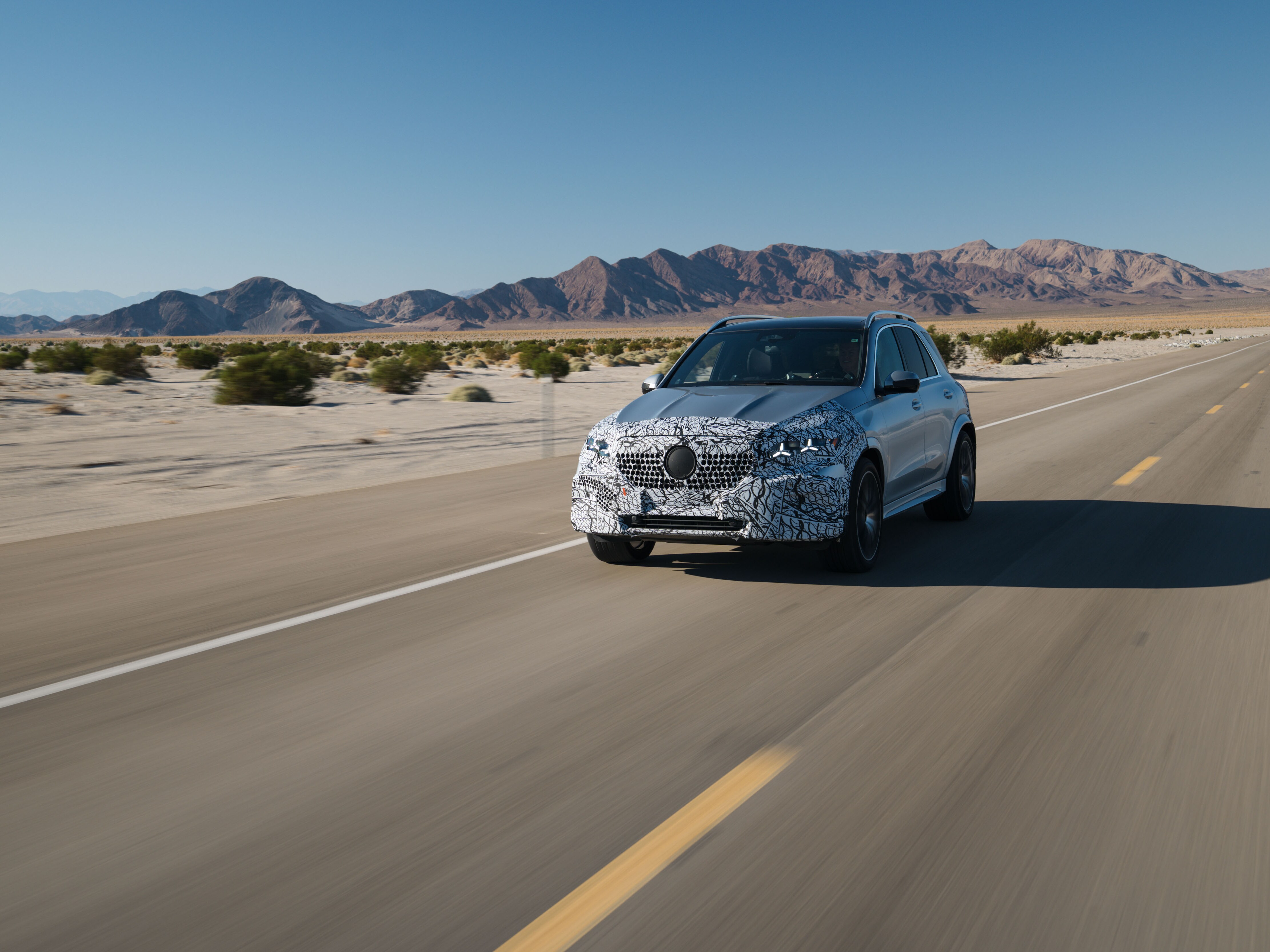 De nieuwe GLE tijdens een proefrit in Nevada