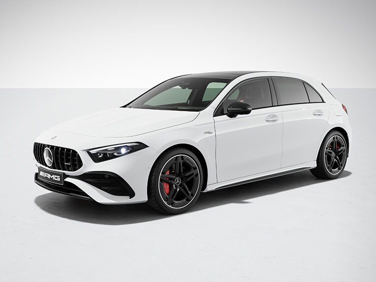 Exterieur van de Mercedes-AMG A-Klasse met AMG-nightpakket II.