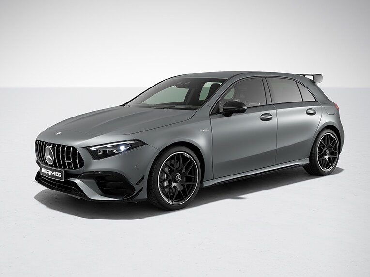 Exterieur van de Mercedes-AMG A-Klasse met AMG-aerodynamicapakket.