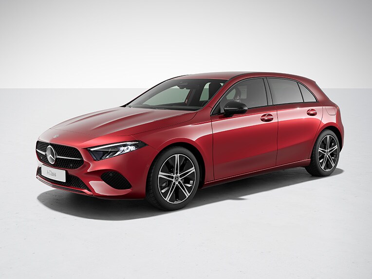 Exterieur van de A-Klasse van Mercedes-Benz met nightpakket.