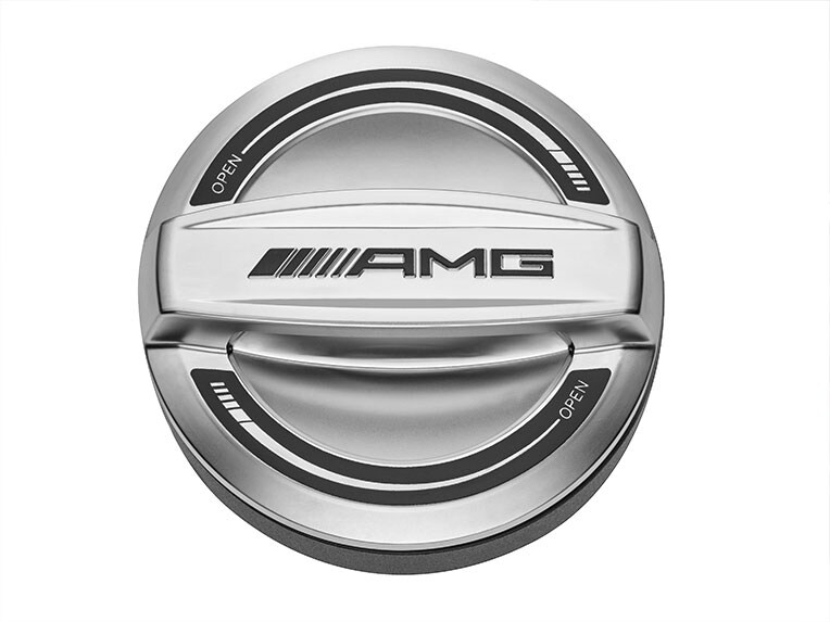 Gedeelte van het exterieur met AMG-tankdop.