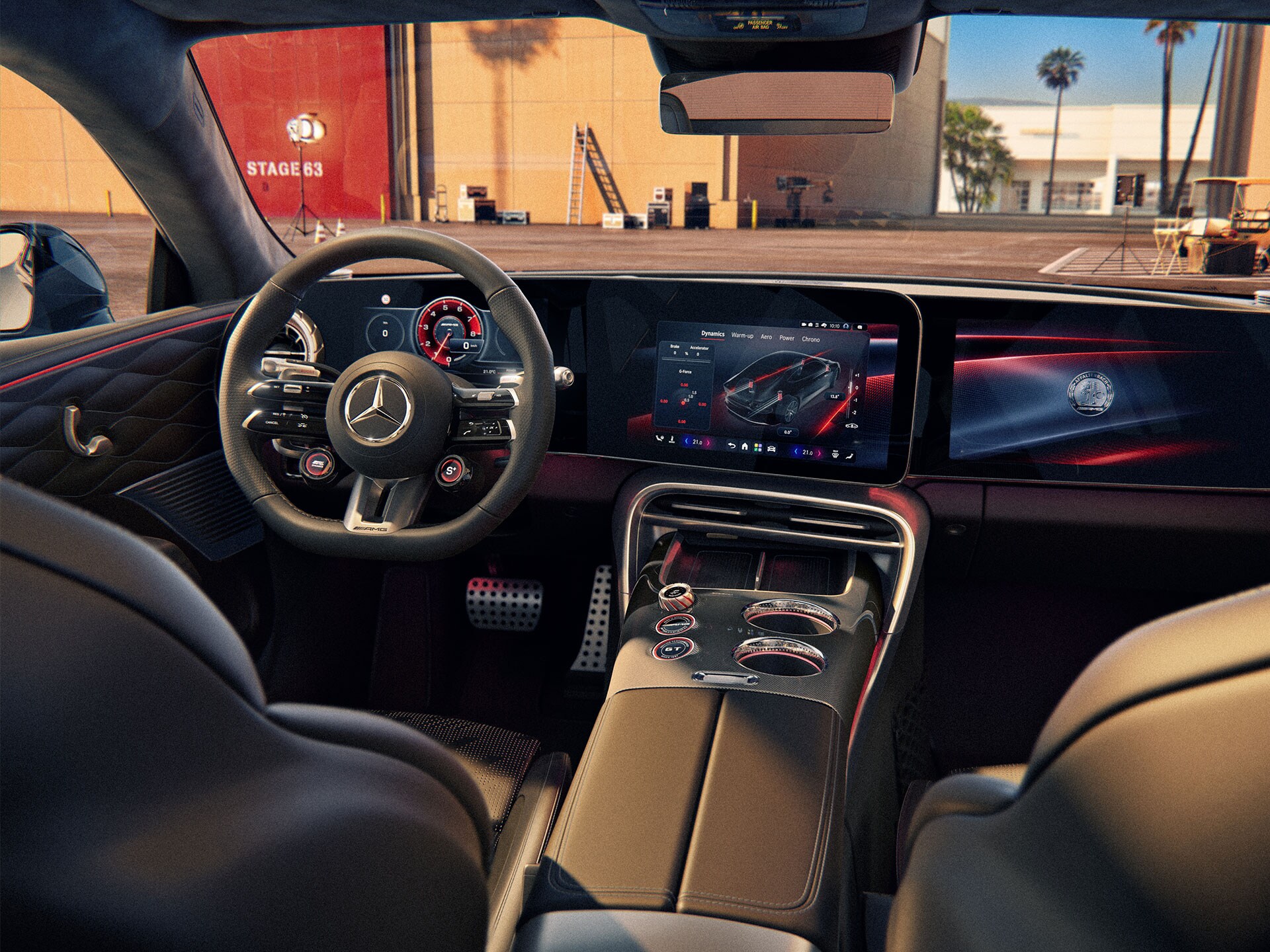 De bestuurdersgerichte cockpit van de geheel nieuwe Mercedes-AMG GT 53 Coupé.