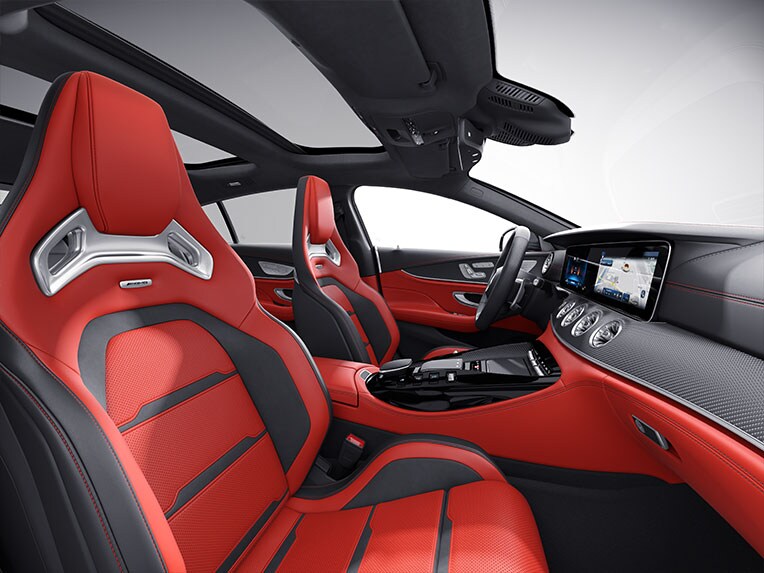 AMG Performance-stoelen in red pepper/zwart in de Mercedes-AMG GT 63 S E PERFORMANCE.