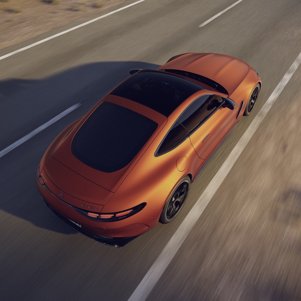 De 4,0-liter V8-biturbomotor van de Mercedes-AMG GT 63 S E PERFORMANCE Coupé.