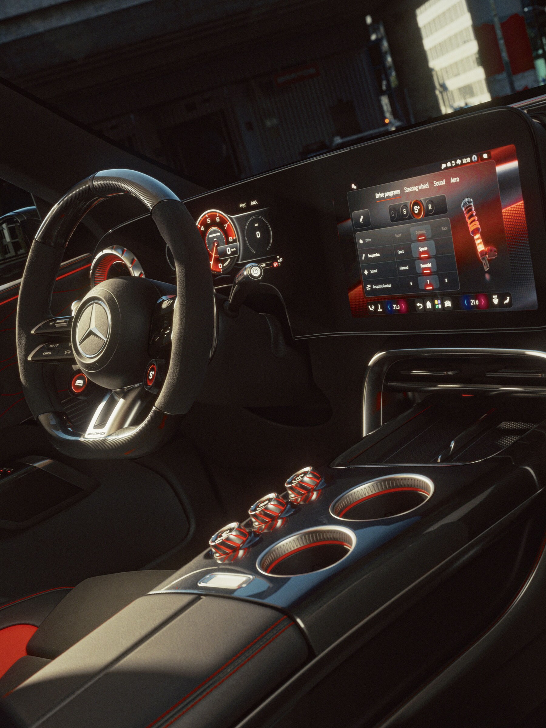 Op de bestuurder gerichte cockpit.