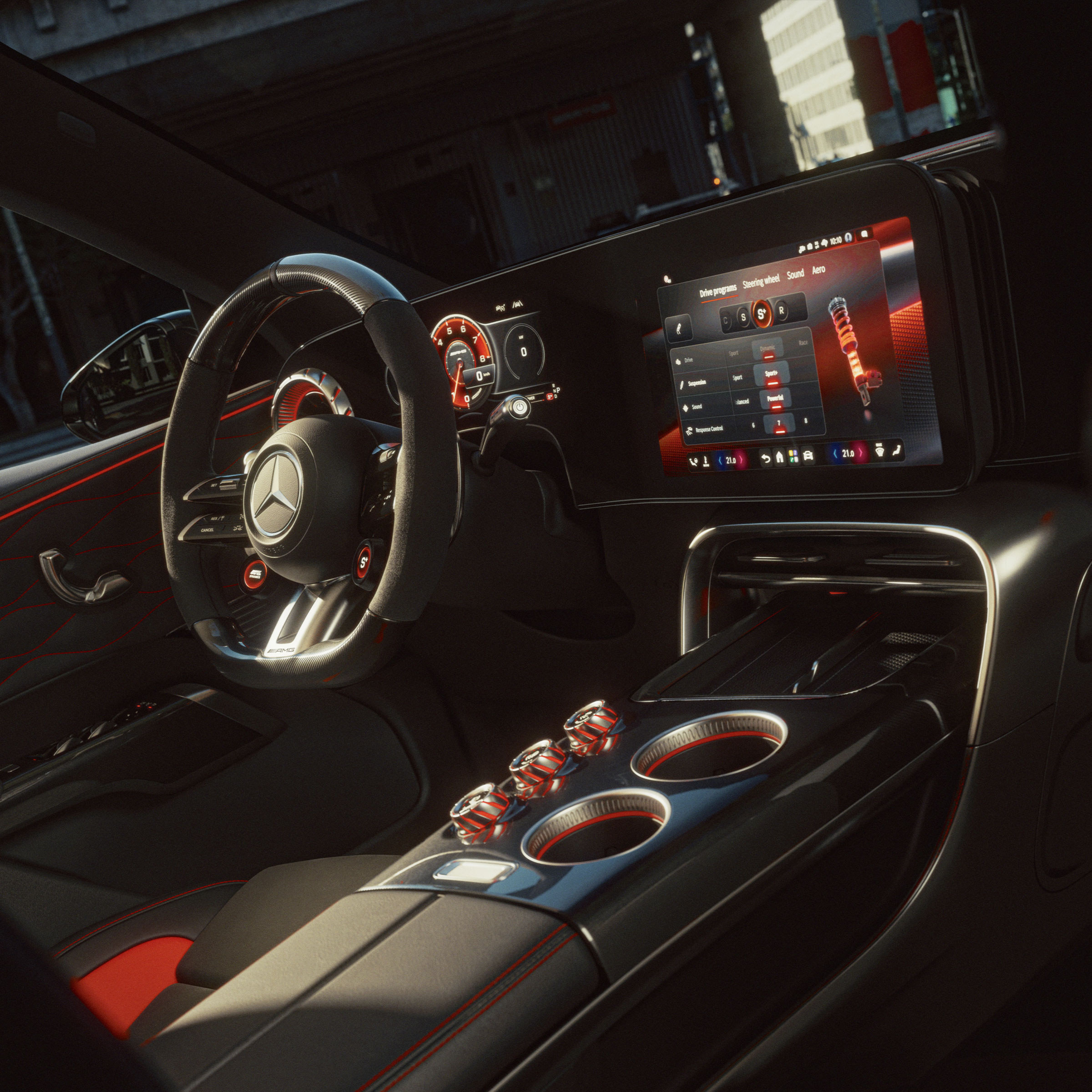 Op de bestuurder gerichte cockpit Op de bestuurder gerichte cockpit.