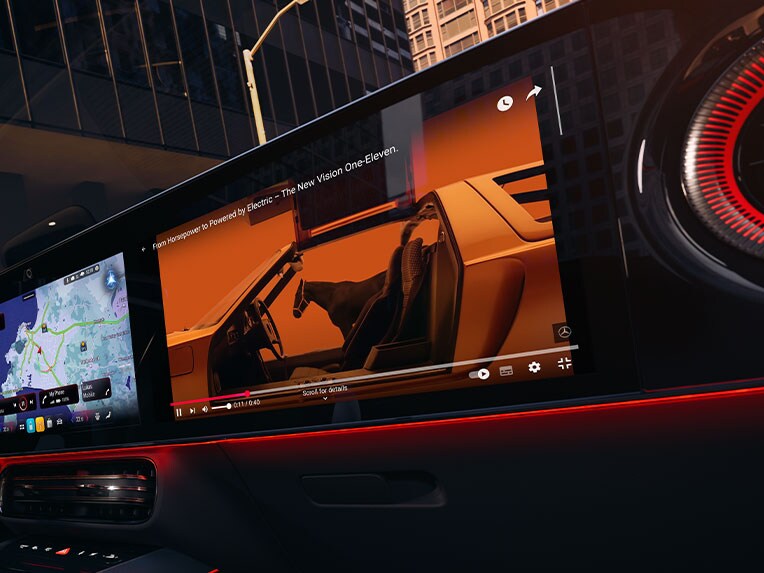 Het interieur van de geheel nieuwe CLA van Mercedes-Benz met MBUX Superscreen.