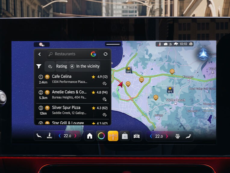 De Google Navigation in de geheel nieuwe CLA van Mercedes-Benz.