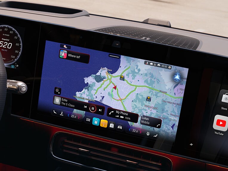 De nieuwe, volledig elektrische Mercedes-Benz CLA met navigatie met elektrische intelligentie.