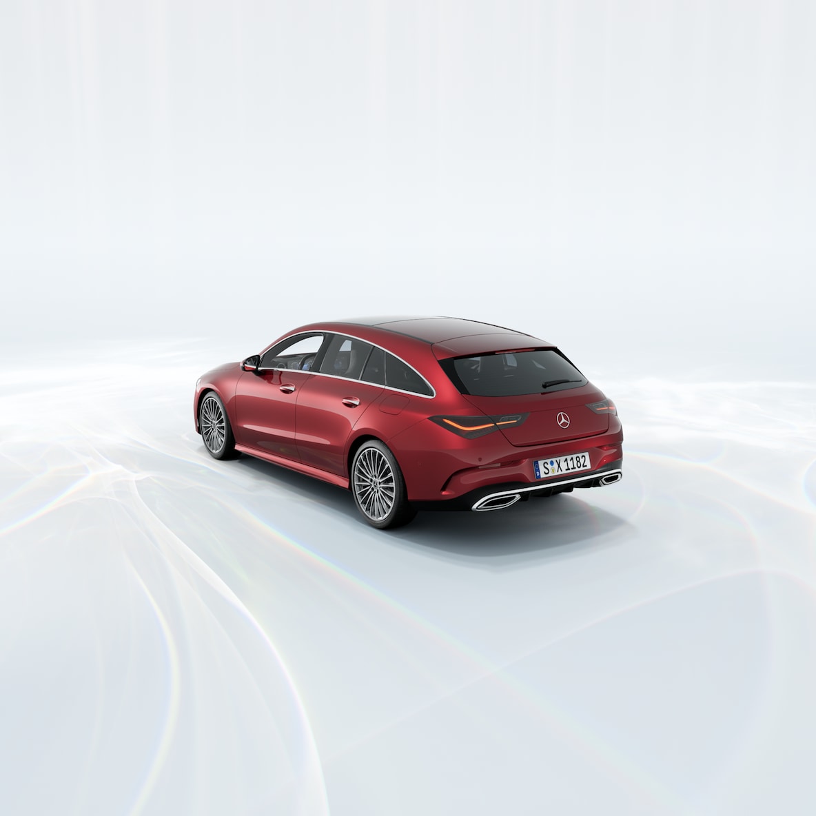 Achter zijaanzicht van de Mercedes-Benz CLA Shooting Brake.