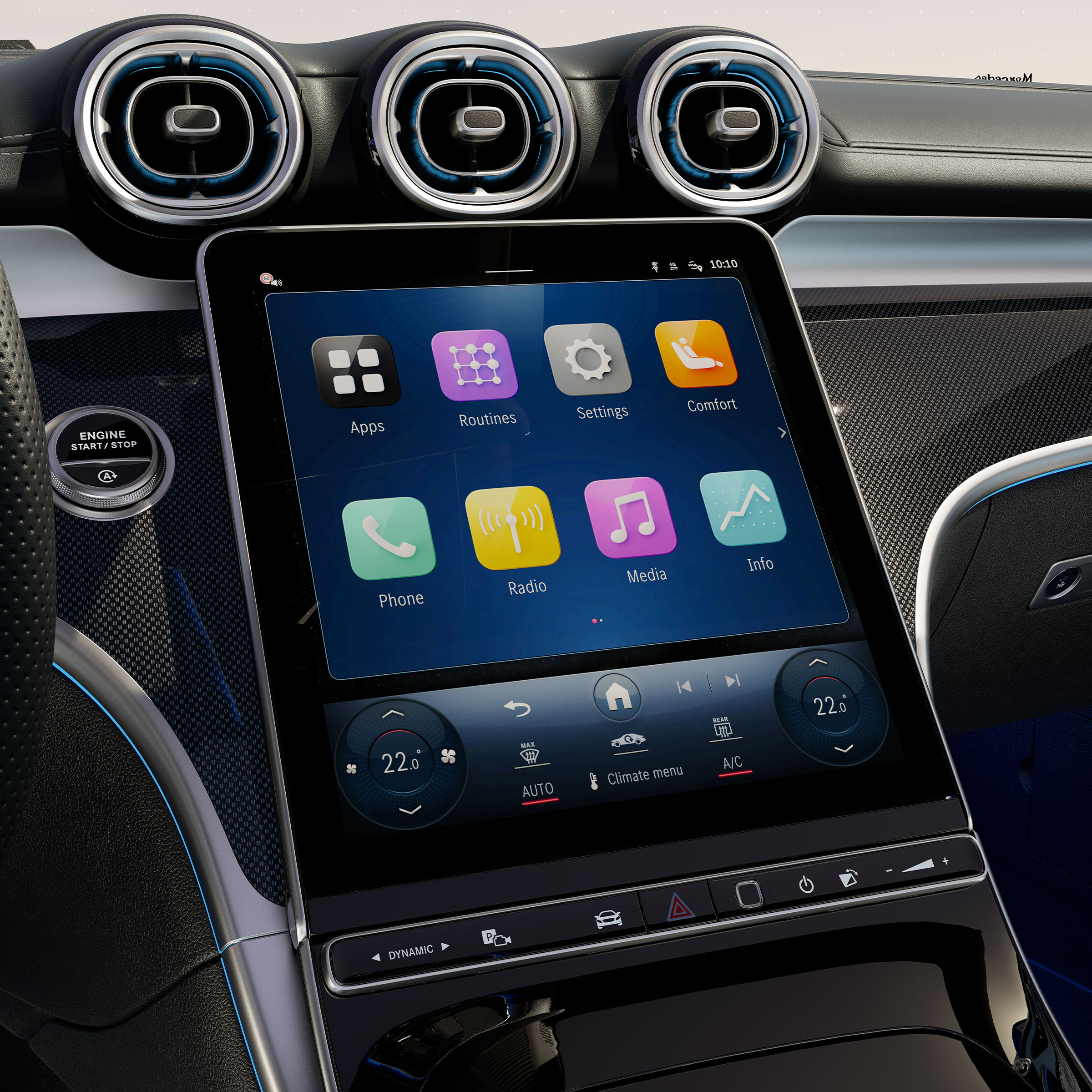 De 30,2 cm (11,9 inch) bestuurdersdisplay in de Mercedes-Benz CLE Cabriolet.
