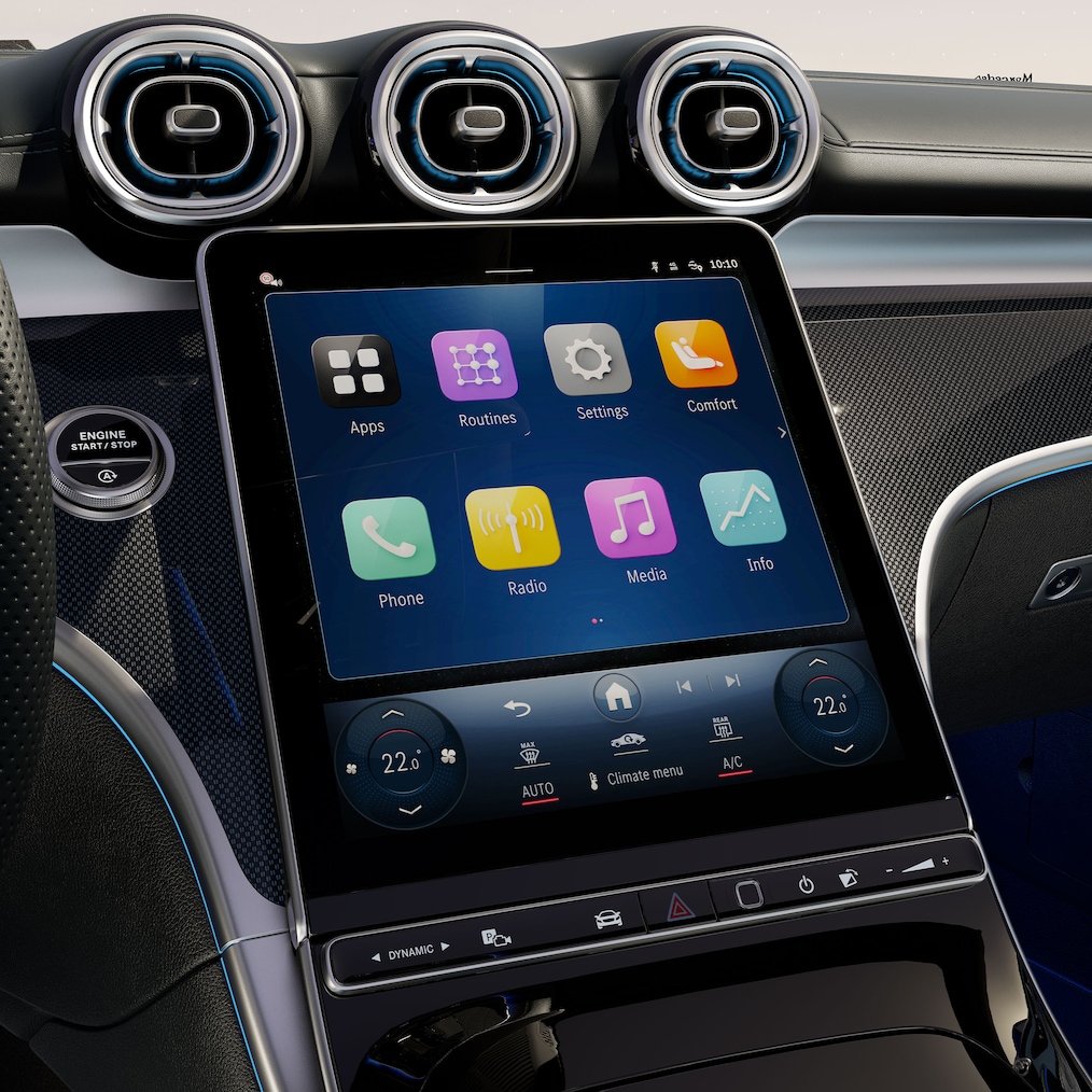 De 30,2 cm (11,9 inch) bestuurdersdisplay in de Mercedes-Benz CLE Cabriolet.