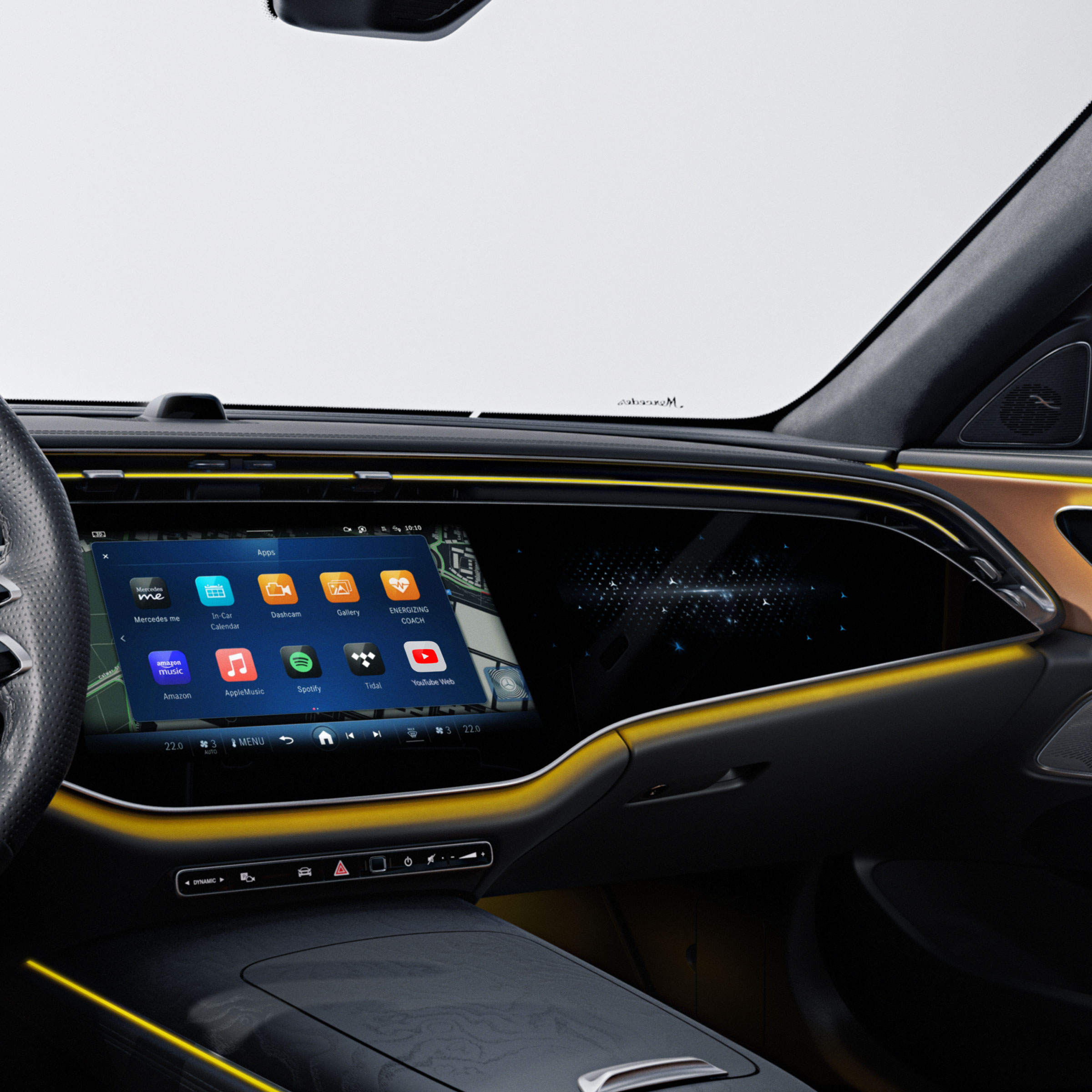 MBUX superscreen in de Mercedes-Benz E-Klasse Estate.
