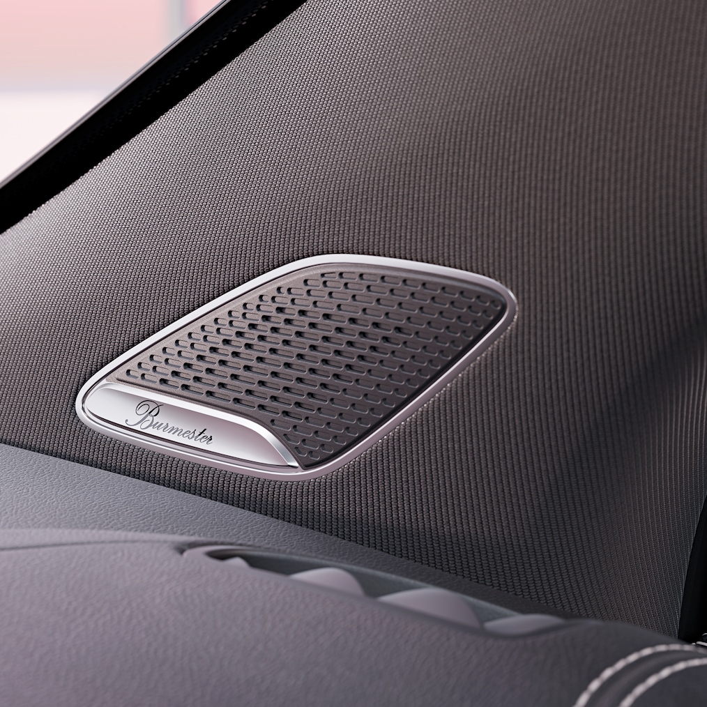 Close-up van een luidspreker van het Burmester® surround sound system.