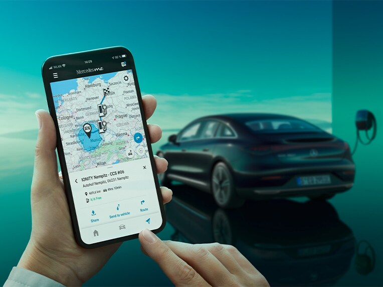 Een voorstelling van de service 'Navigatie met Electric Intelligence'.