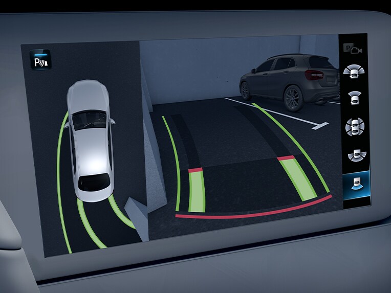 Een voorstelling van het parkeerpakket met 360°-camera.