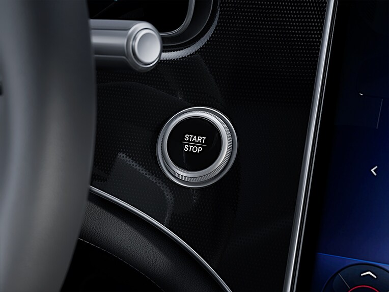 Een grafische voorstelling van het KEYLESS GO-comfortpakket in de nieuwe Mercedes EQE SUV.
