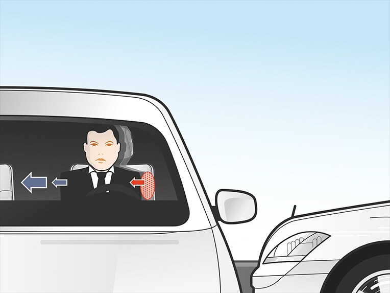 Een grafische voorstelling van PRE-SAFE® Impulse Side in de nieuwe Mercedes EQE SUV.