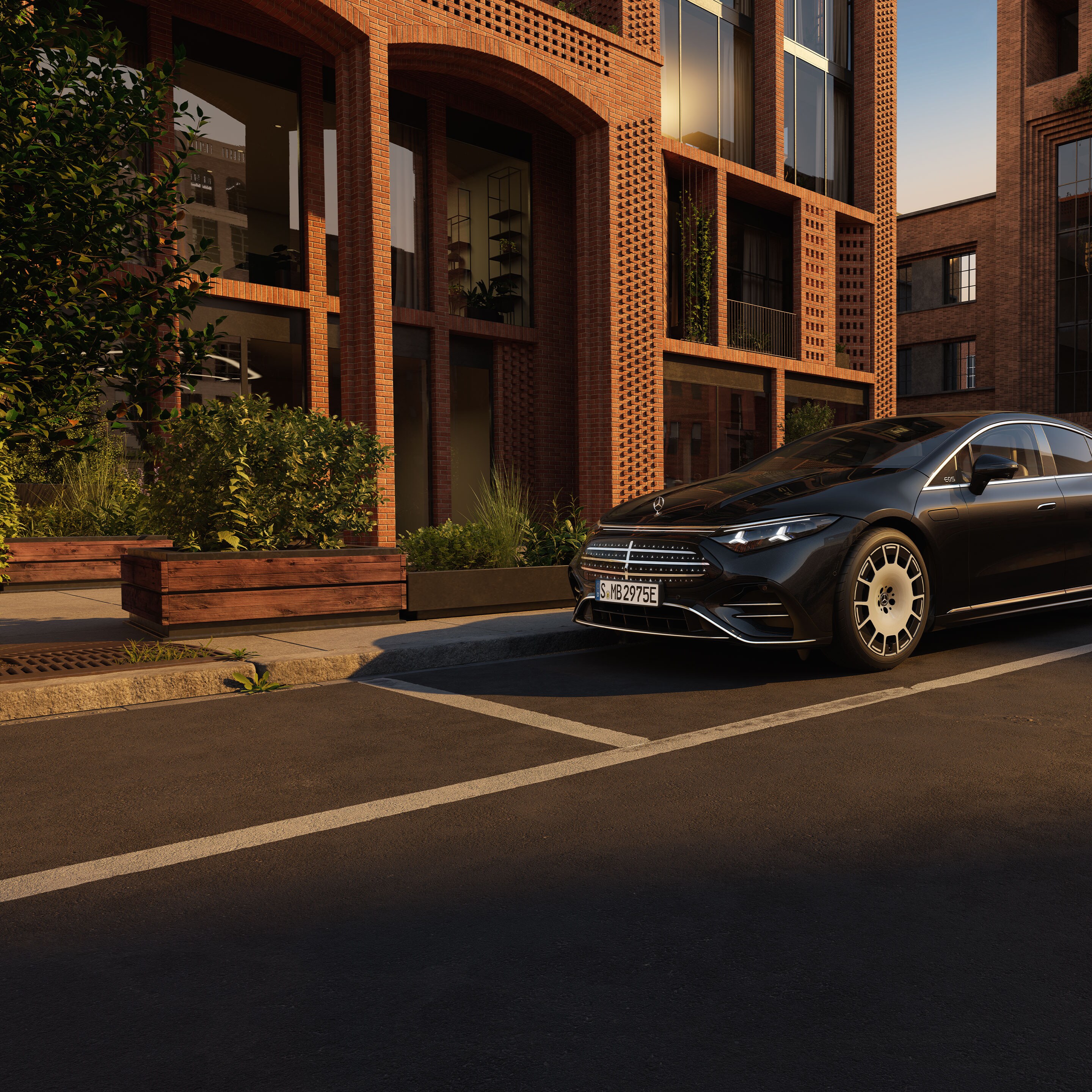 Het exterieur van de nieuwe Mercedes-Benz EQS.