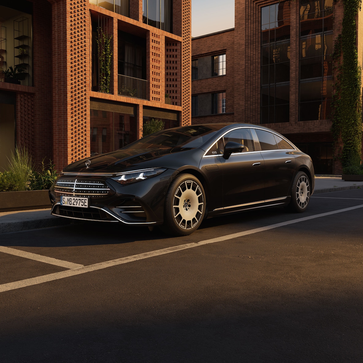 Het exterieur van de nieuwe volledig elektrische EQS van Mercedes-Benz.