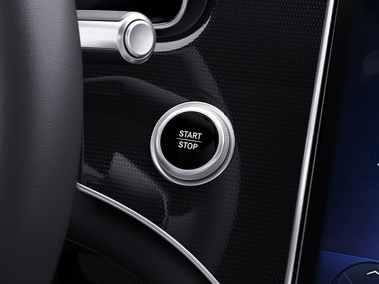 Grafische voorstelling van het KEYLESS-GO-comfortpakket van de EQS Limousine van Mercedes-Benz.