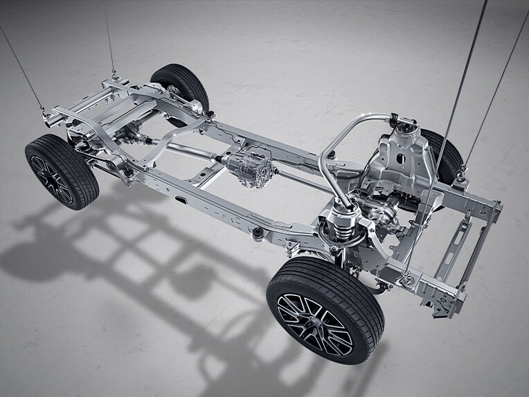 Laddervormig chassis van de G-Klasse van Mercedes-Benz.