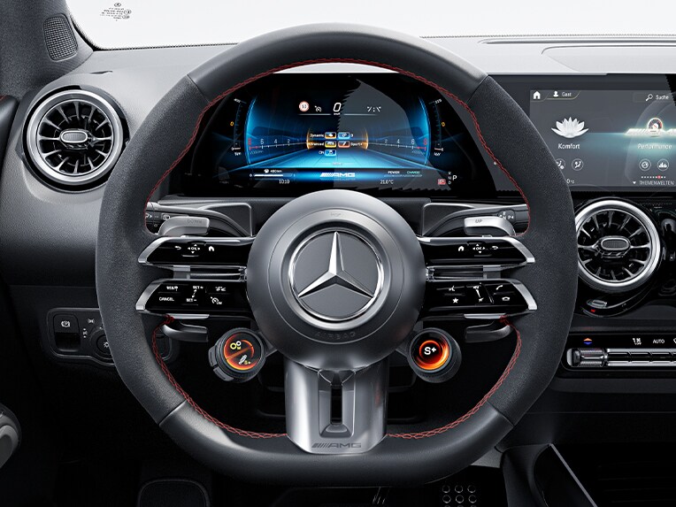 AMG Performance-stuurwiel in nappaleder/microvezel MICROCUT in de Mercedes-AMG GLB.