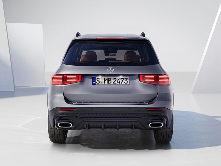 Mercedes-Benz GLB vanaf de achterzijde, klaar voor financiering.