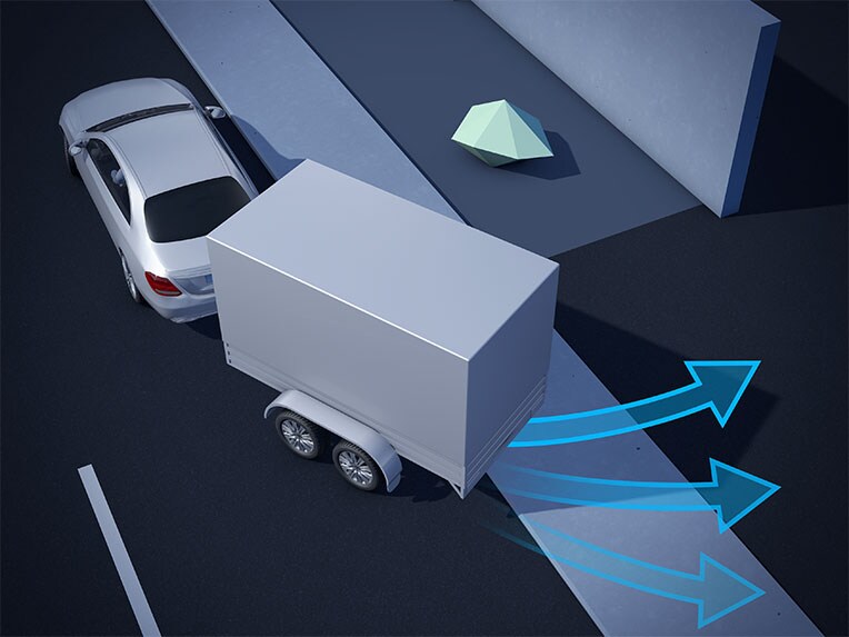 Trekhaak met ESP®-aanhangwagenstabilisatie van de GLB van Mercedes-Benz.
