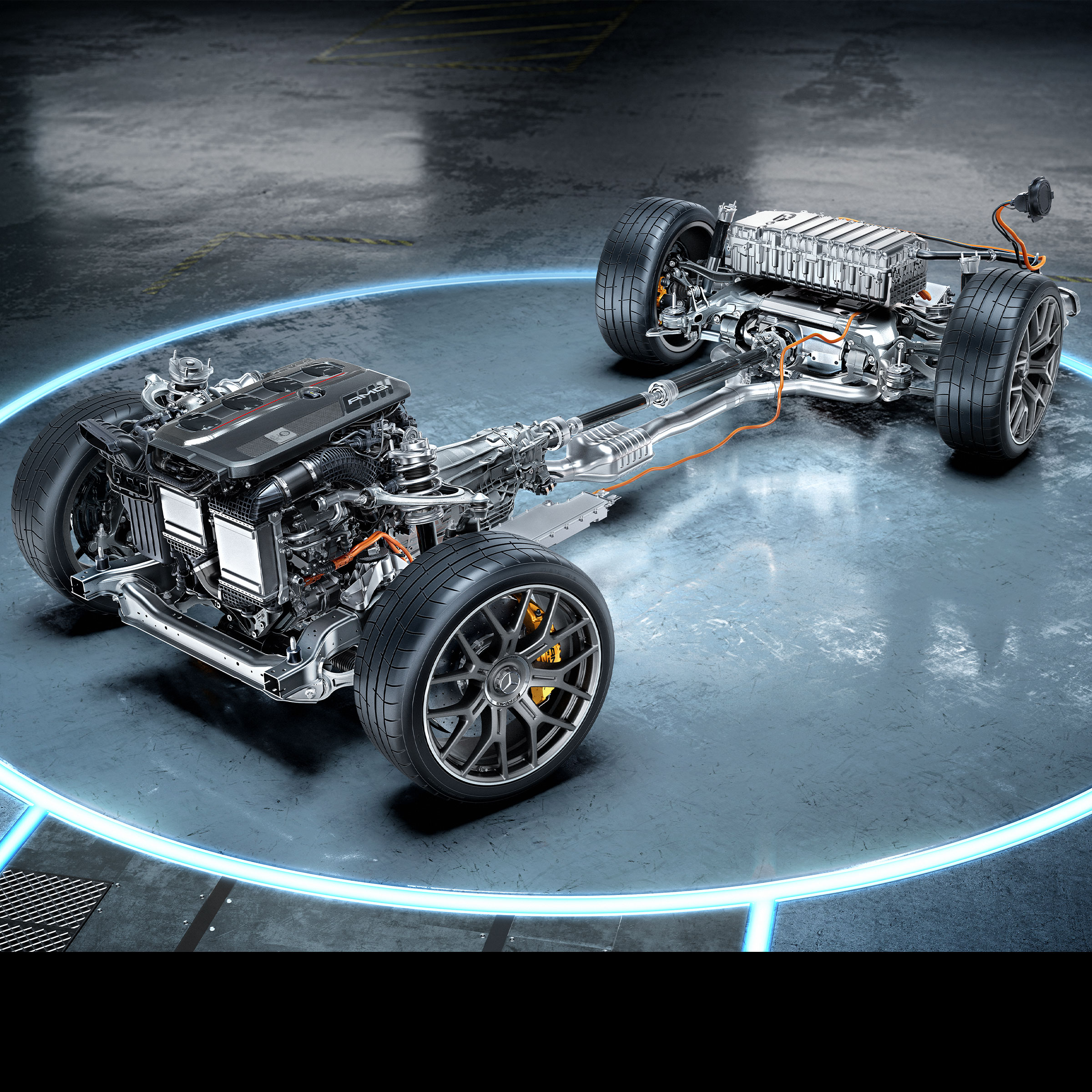 Aandrijflijn van de Mercedes-AMG GT 63 S E PERFORMANCE Coupé.