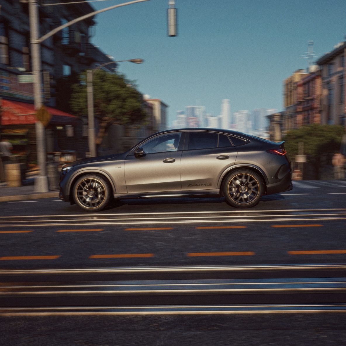 Het sportieve coupédesign van de nieuwe Mercedes-AMG GLC.