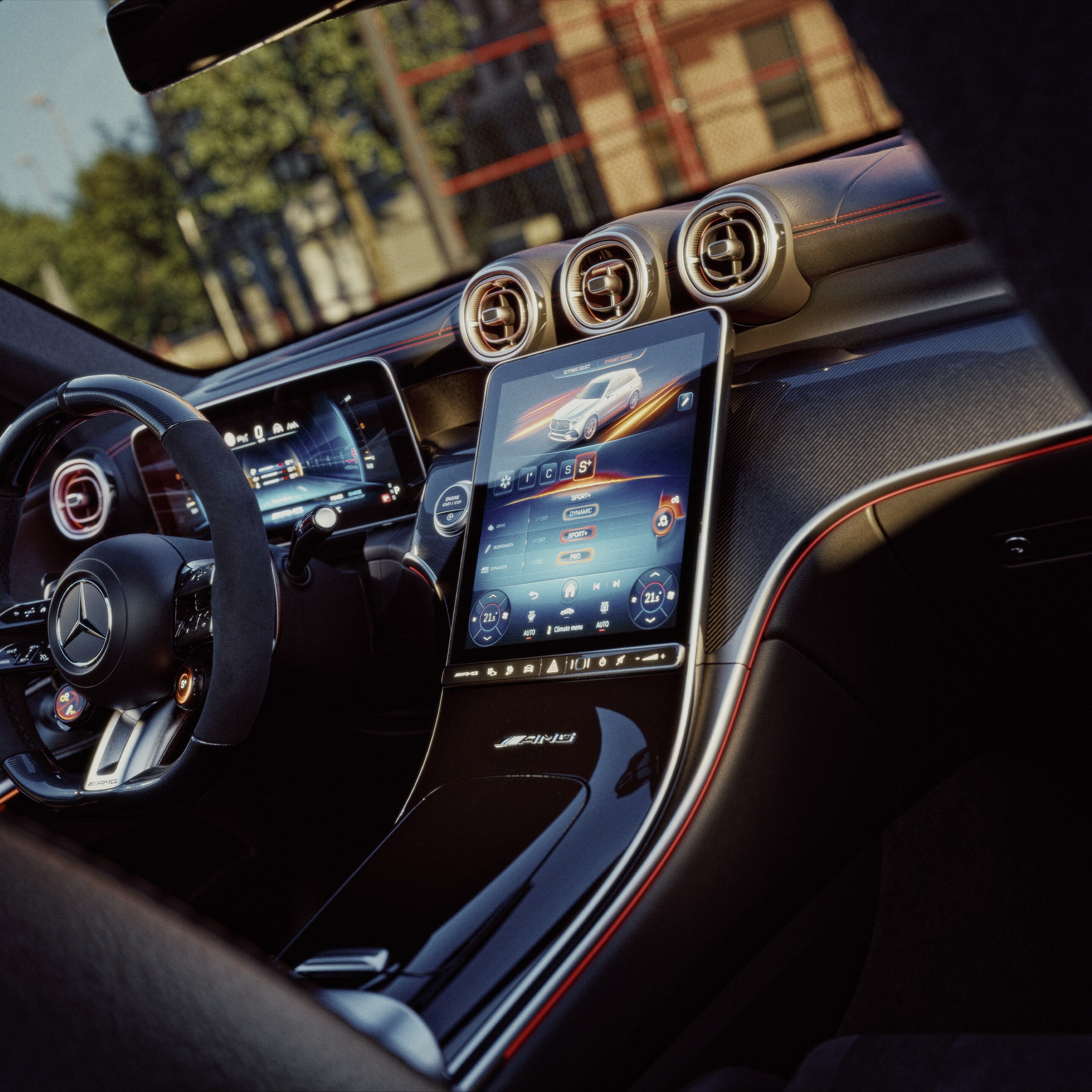 Het interieur van de nieuwe Mercedes-AMG GLC SUV.