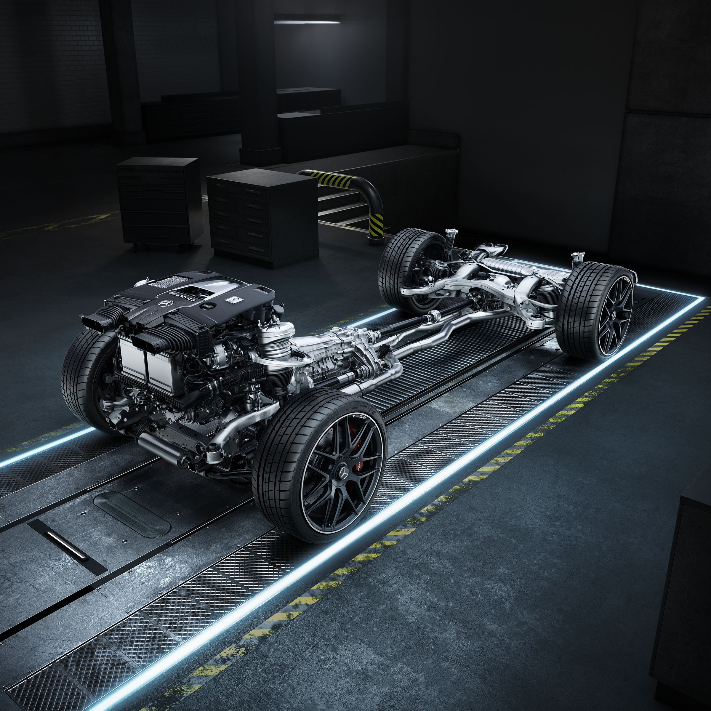 Een ander dynamisch aanzicht van de Mercedes-AMG GLE Coupé (rijdende opname).