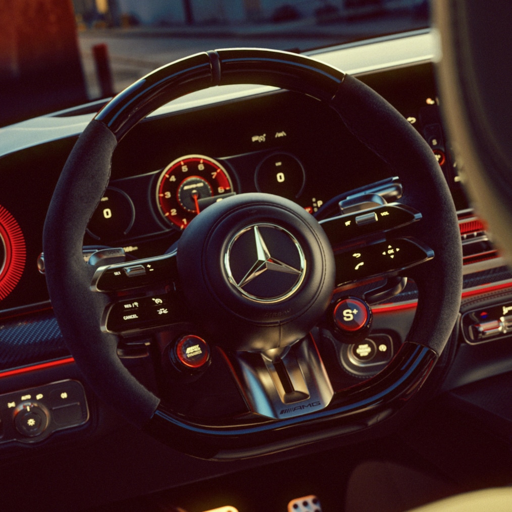 Het AMG-stuurwiel in de Mercedes-AMG GLE 63 S Coupé.