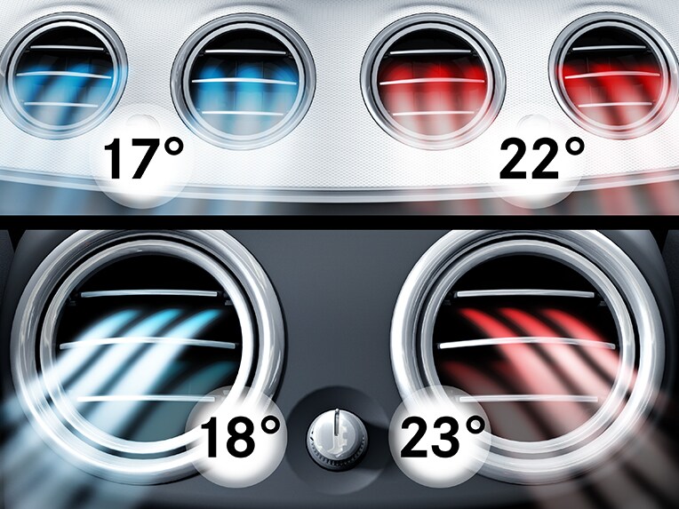 Een illustratie van de werking van de automatische airconditioning THERMOTRONIC in de Mercedes-Benz GLE Coupé.