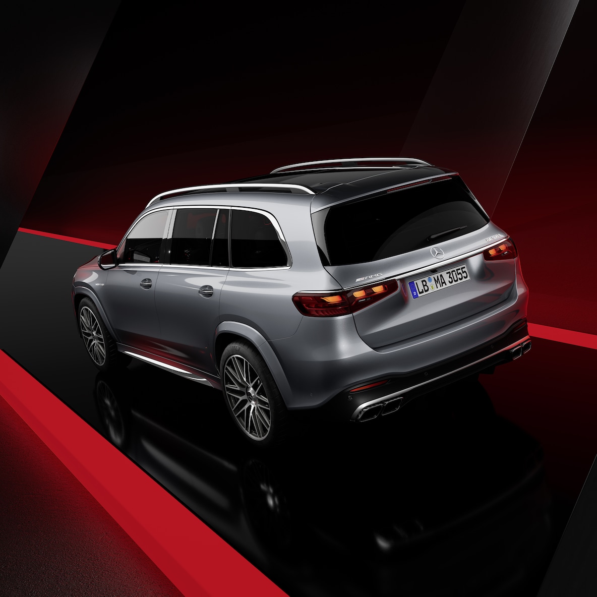 Een ander dynamisch aanzicht van de Mercedes-AMG GLS 63 4MATIC+ (rijdende opname).