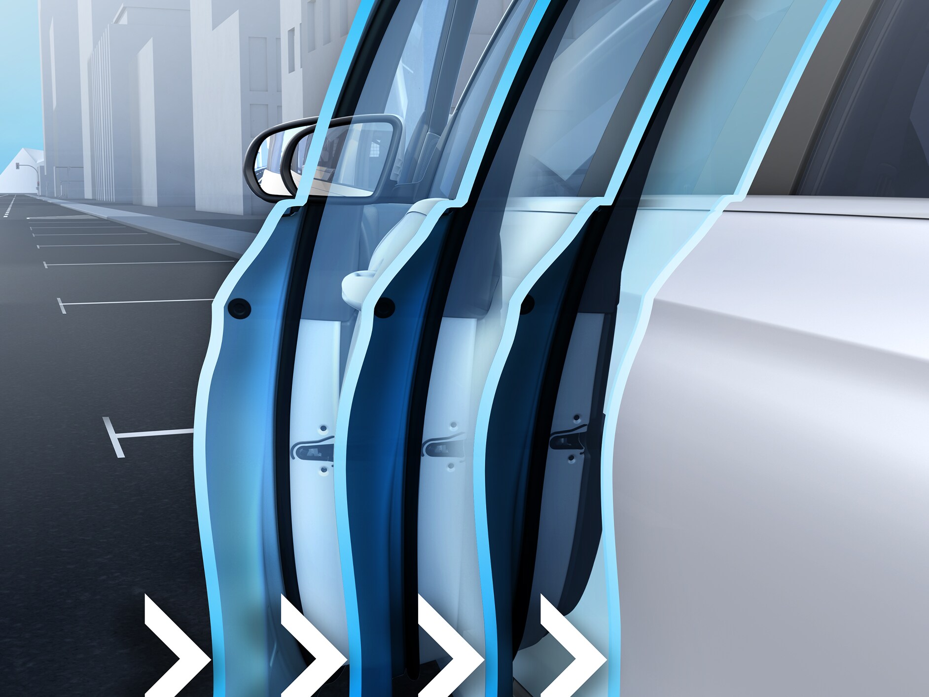 Weergave van sluitbekrachtiging van de nieuwe GLS van Mercedes-Benz.