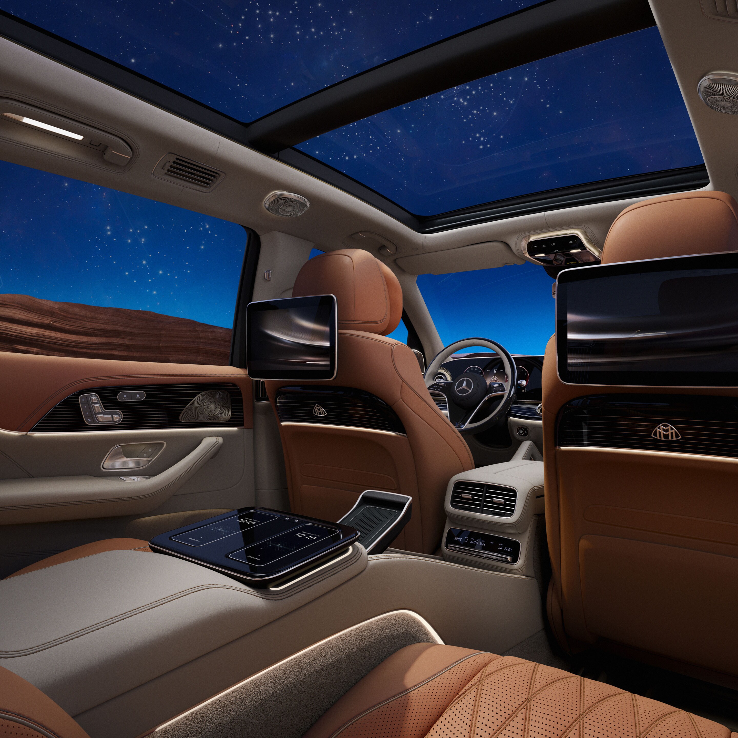 Het interieur van de GLS van Mercedes-Maybach.