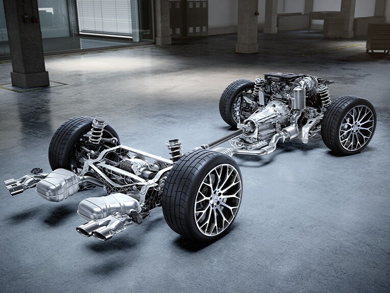 De illustratie van het vermogen van Mercedes-AMG.