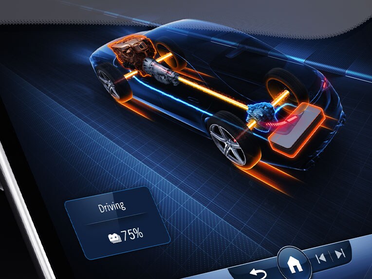 Mediadisplay in een Mercedes-AMG.