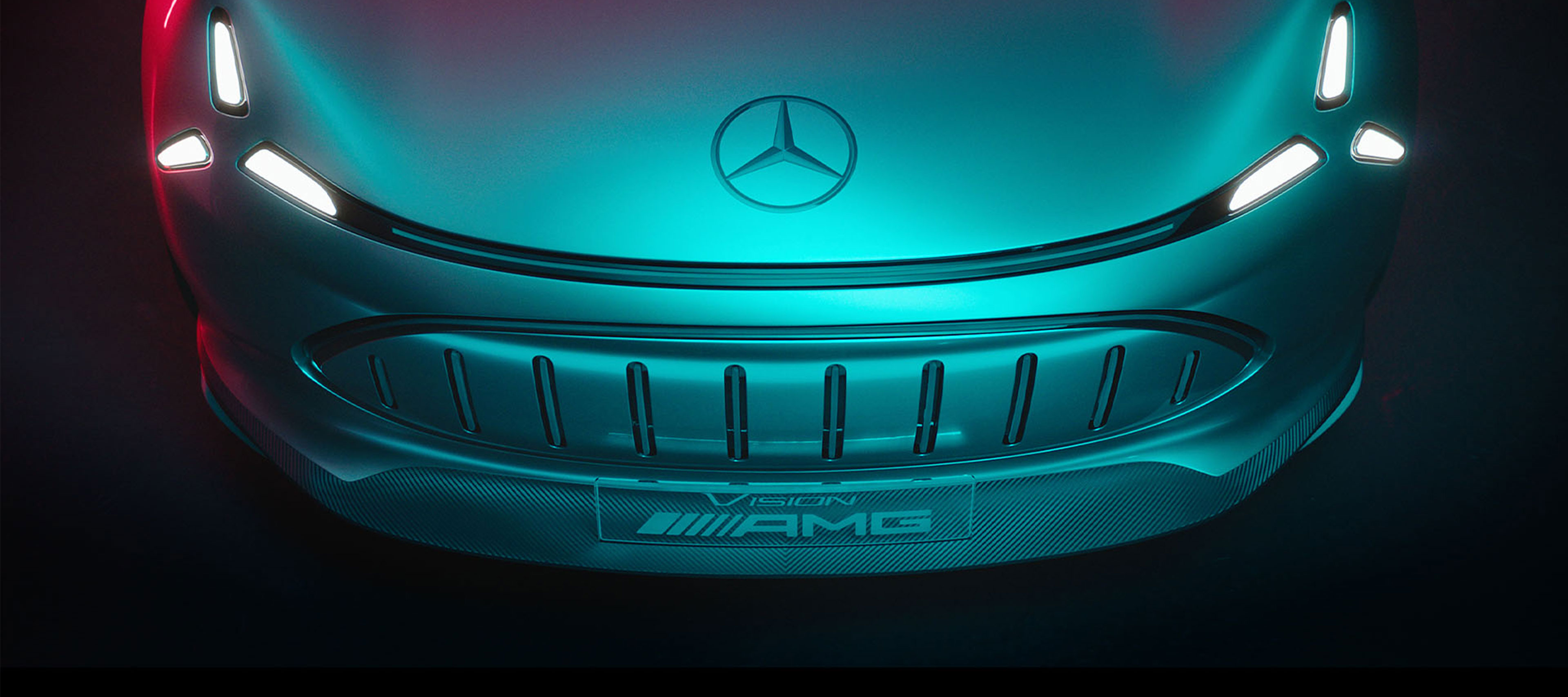 AMG E PERFORMANCE hybride en volledig elektrische modellen | Mercedes-AMG Detailopname van de voorzijde van de Vision AMG.