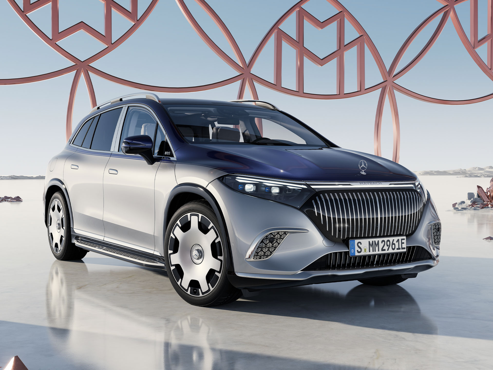 EQS SUV | Merk | Mercedes-Maybach Vooraanzicht van de Mercedes-Maybach EQS SUV.