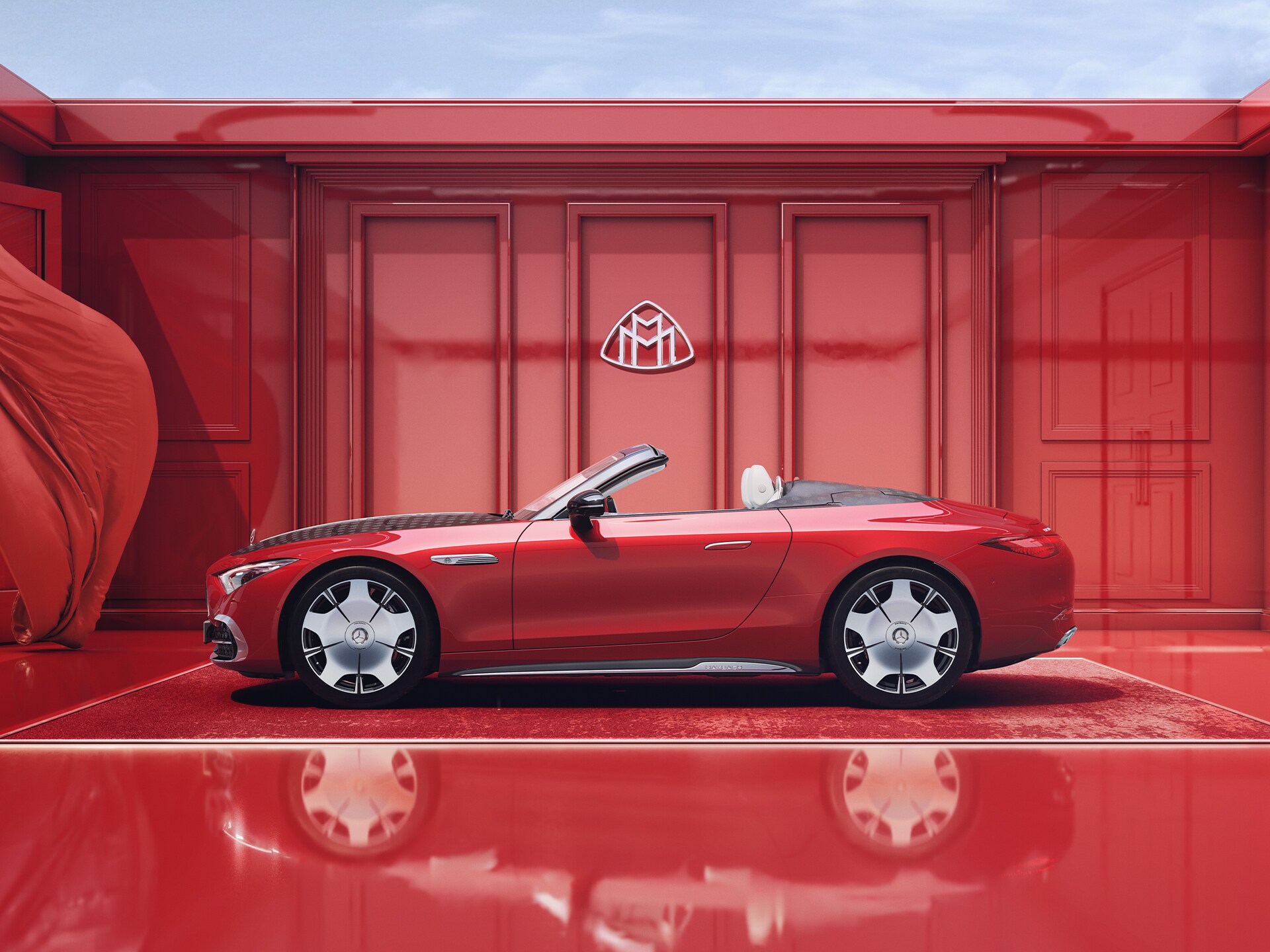 Zijaanzicht van de Mercedes-Maybach SL 680.