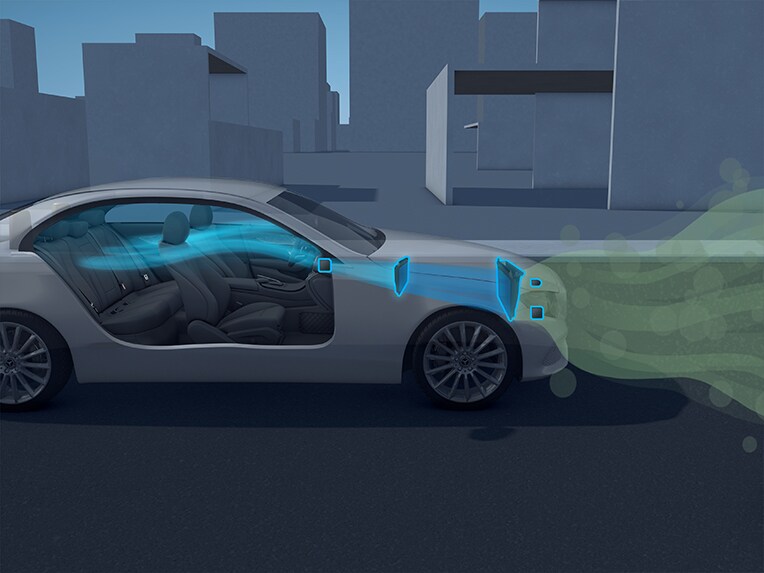 Illustratie van ENERGIZING AIR CONTROL plus van de Mercedes-Maybach EQS SUV.