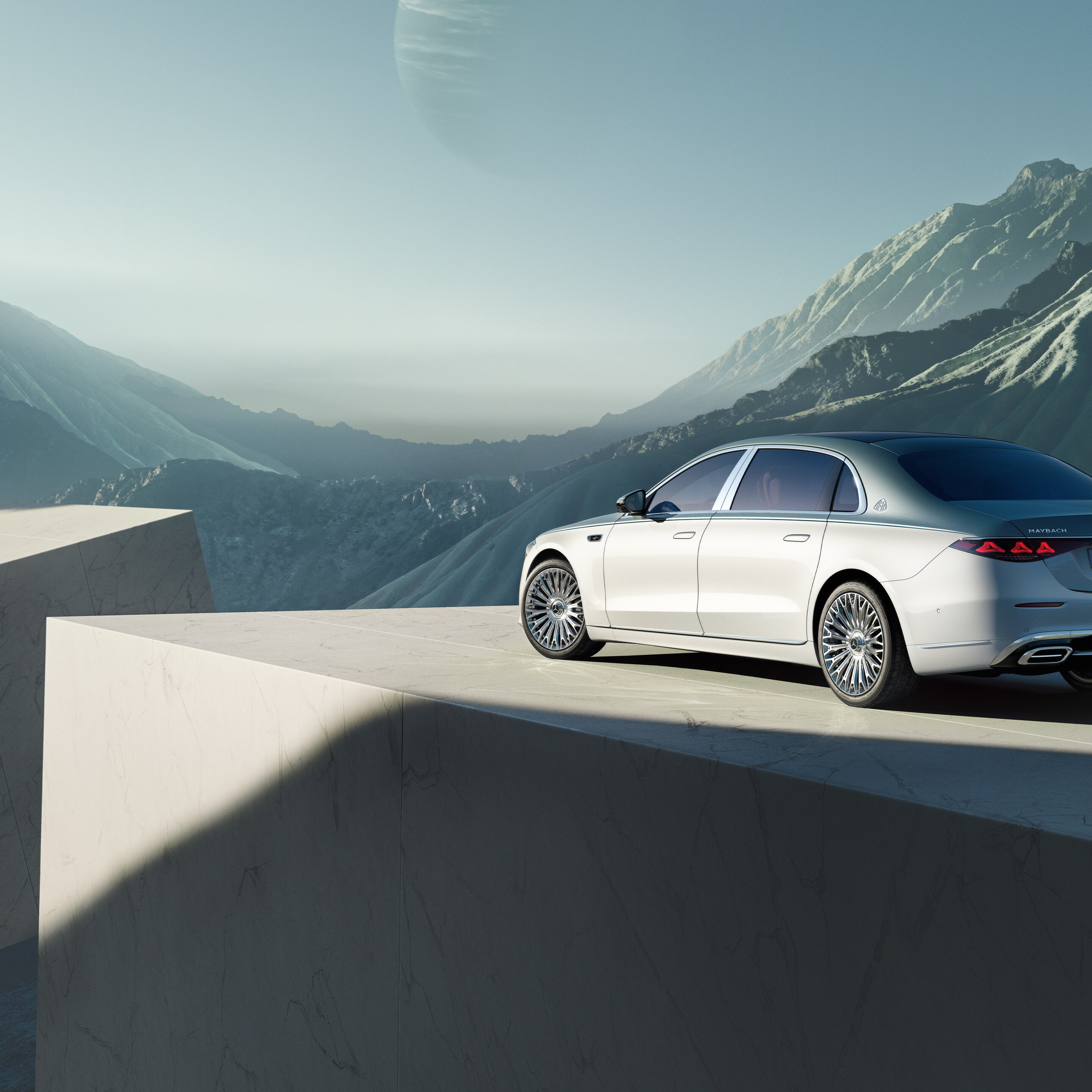 Het exterieur van de Mercedes-Maybach S-Klasse.