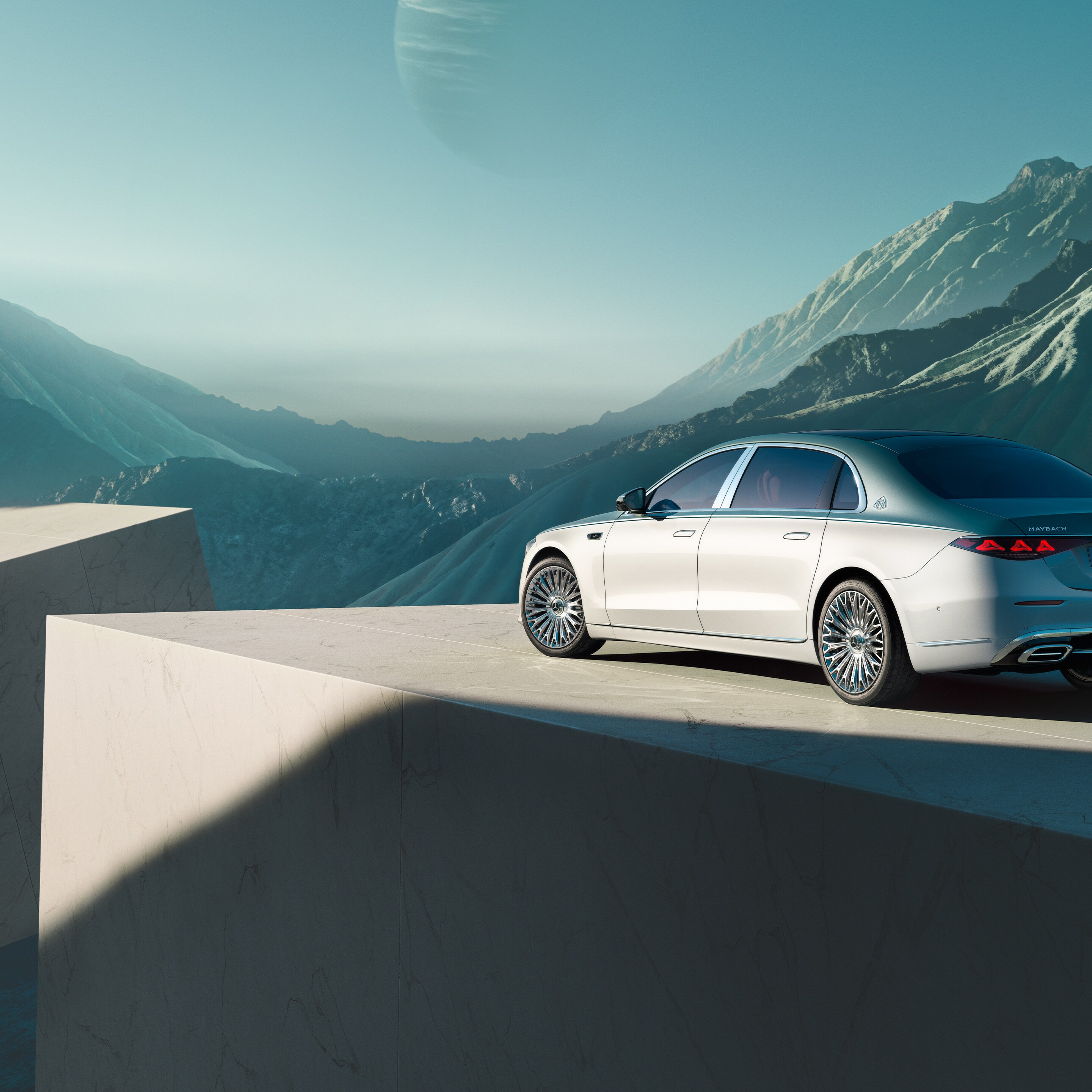 Het exterieur van de Mercedes-Maybach S-Klasse.